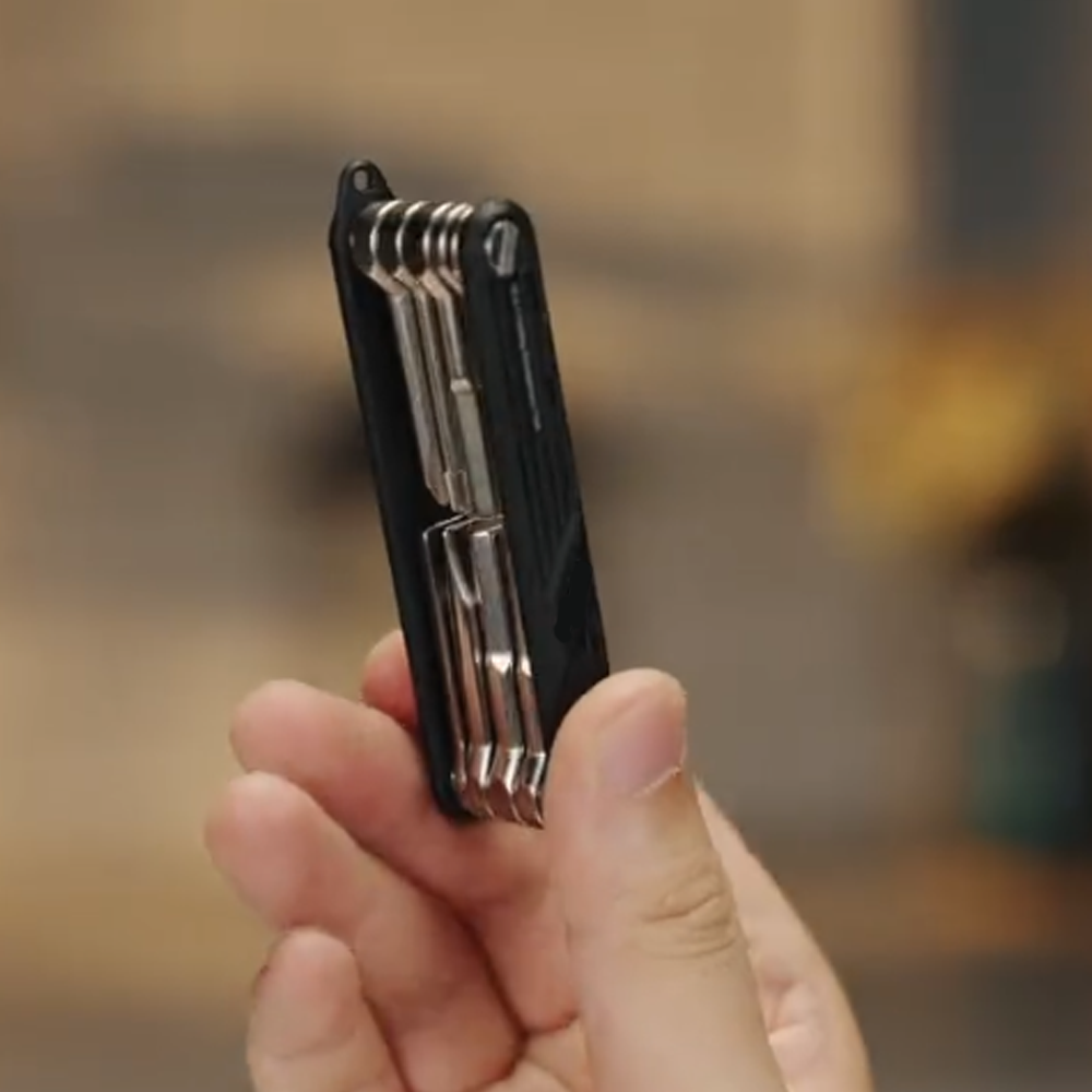 10-in-1 folding tool set, including 4 screwdrivers and 6 Allen wrenches