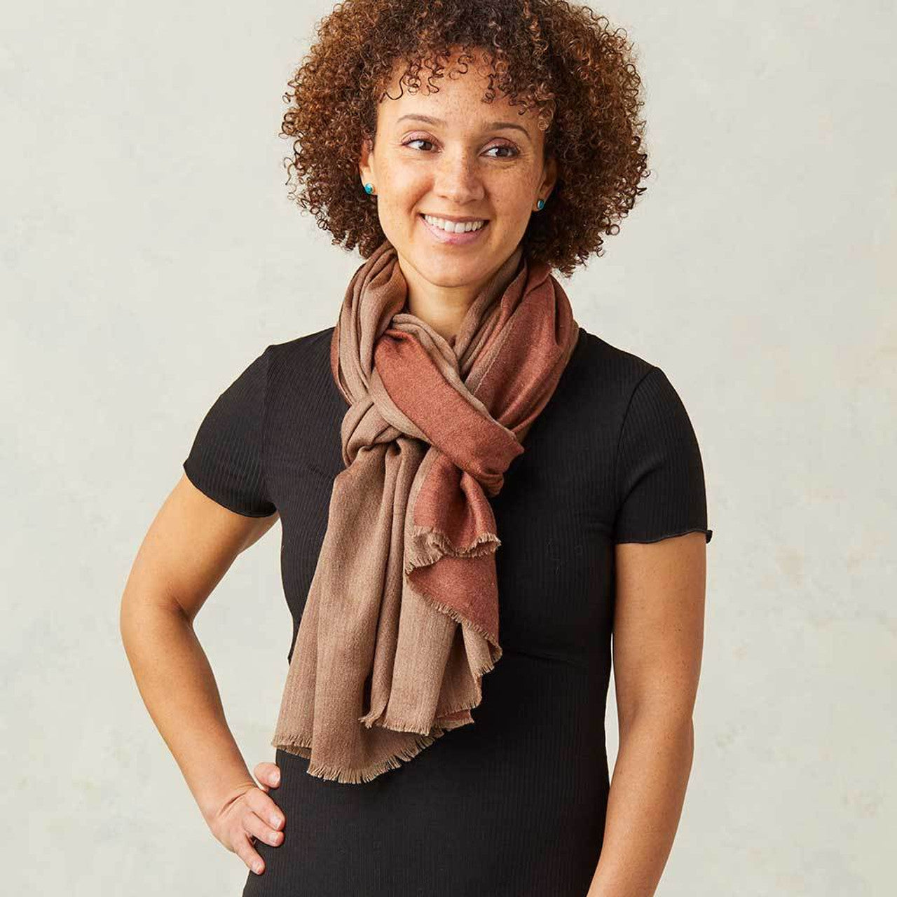Brown stripes Kashmiri Scarf