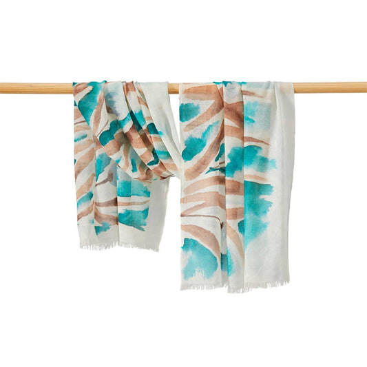 Teal  Hand-Painted Scarf