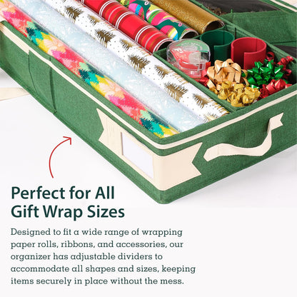 Premium wrapping paper storage box with 6 individual pockets