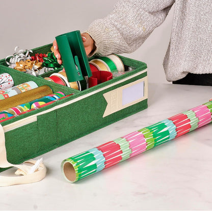 Premium wrapping paper storage box with 6 individual pockets