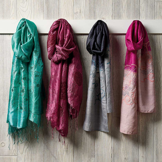 Green Wildflower Silk Scarf
