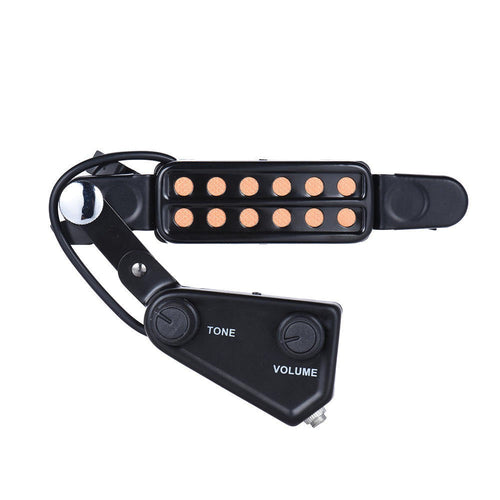 12-Hole Acoustic Guitar Sound Hole Pickup Magnetic Transducer with Audio Cable
