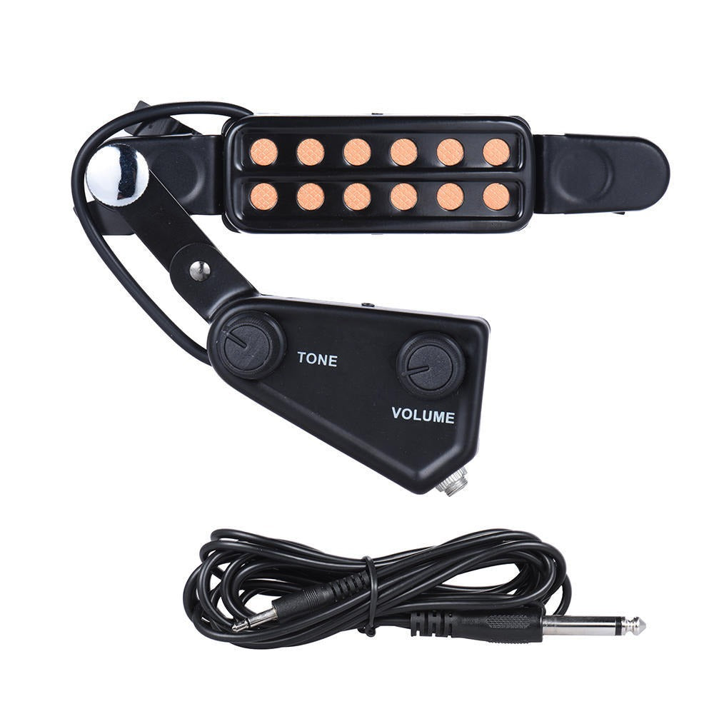12-Hole Acoustic Guitar Sound Hole Pickup Magnetic Transducer with Audio Cable